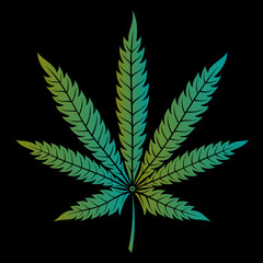 Vector sheet of marijuana with a gradient on a dark background