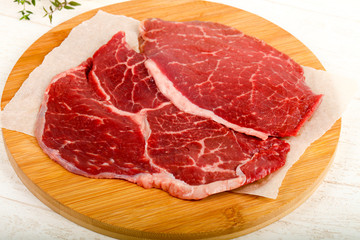 Raw beef steak