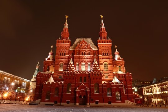 Moscow, Russia. State Historical Museum And Moscow Kremlin 