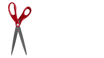 red office scissors isolated on a white background. copy space, template