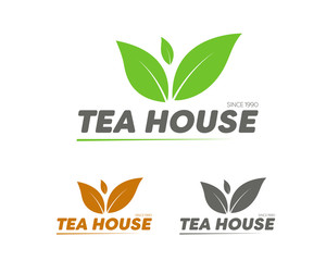 Set of vector logos for tea house, shop or company
