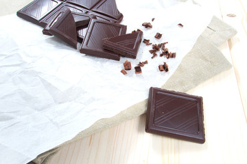 Sweet bars of cocoa chocolate dark