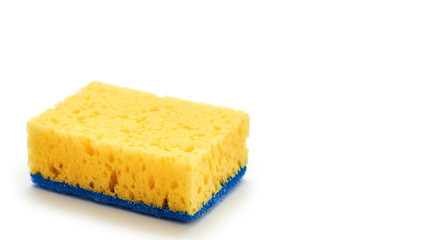 New and clean sponge for cleaning. Isolated on white background. copy space, template