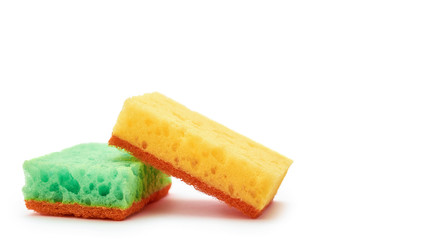 New and clean sponge for cleaning. Isolated on white background. copy space, template
