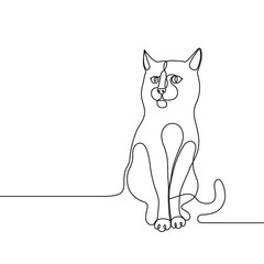 Continuous line drawing cat single line concept for veterinary service, pet shops advertisement, animal adoption, grooming salon, pet care products