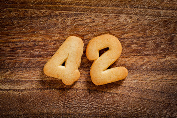 Cookie number forty two on a brown background