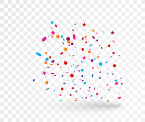 Celebration with Colorful confetti, isolated on transparent background