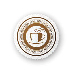 Coffee round paper emblem