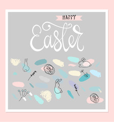 Creative unusual unique artistic hand drawn header Easter eggs pattern trendy background for advertising, social media, web design, etc. Vector Illustration
