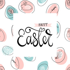 Obraz premium Creative unusual unique artistic hand drawn header Easter eggs pattern trendy background for advertising, social media, web design, etc. Vector Illustration