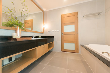 Fototapeta na wymiar Beautiful bathroom interior in Luxury apartment