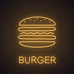 Burger cutaway neon light icon