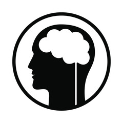 Icon human head with  brain. Abstract vector illustration isolated on white background