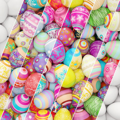 Obraz premium Viele bunte Ostereier als Mix zu Ostern