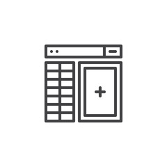 Database management outline icon. linear style sign for mobile concept and web design. Website template simple line vector icon. Symbol, logo illustration. Pixel perfect vector graphics