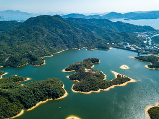 Naklejka premium Aerial view of Reservoir Landscape