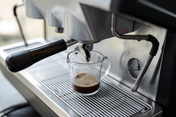 coffee machine with espresso in a cafe