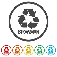 Recycle eco symbol, Recycle sign, 6 Colors Included