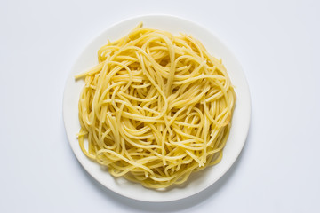 Spaghetti pasta on isolated white background