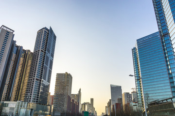 Fototapeta premium up view of modern office building