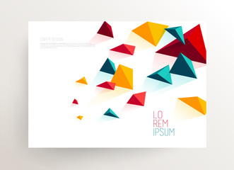 Fototapeta premium Book cover design template with abstract polygonal objects.