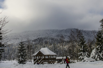 wzgórza zimą Bieszczady 