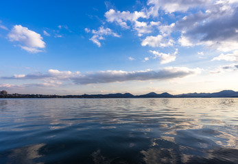 west lake in hangzhou during sunset