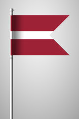 Flag of Latvia. National Flag on Flagpole. Isolated Illustration on Gray