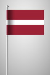 Flag of Latvia. National Flag on Flagpole. Isolated Illustration on Gray