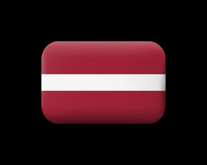 Flag of Latvia. Matted Vector Icon and Button. Rectangular Shape