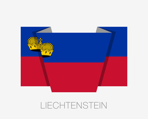 Flag of Liechtenstein. Flat Icon Waving Flag with Country Name