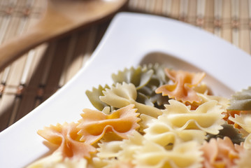 Colorful pasta dish, italian pasta ties, healthy food