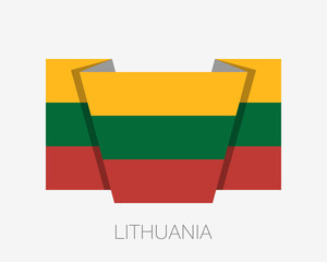 Flag of Lithuania. Flat Icon Waving Flag with Country Name