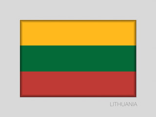 Flag of Lithuania. National Ensign Aspect Ratio 2 to 3 on Gray