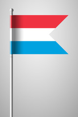 Flag of Luxembourg. National Flag on Flagpole. Isolated Illustration on Gray