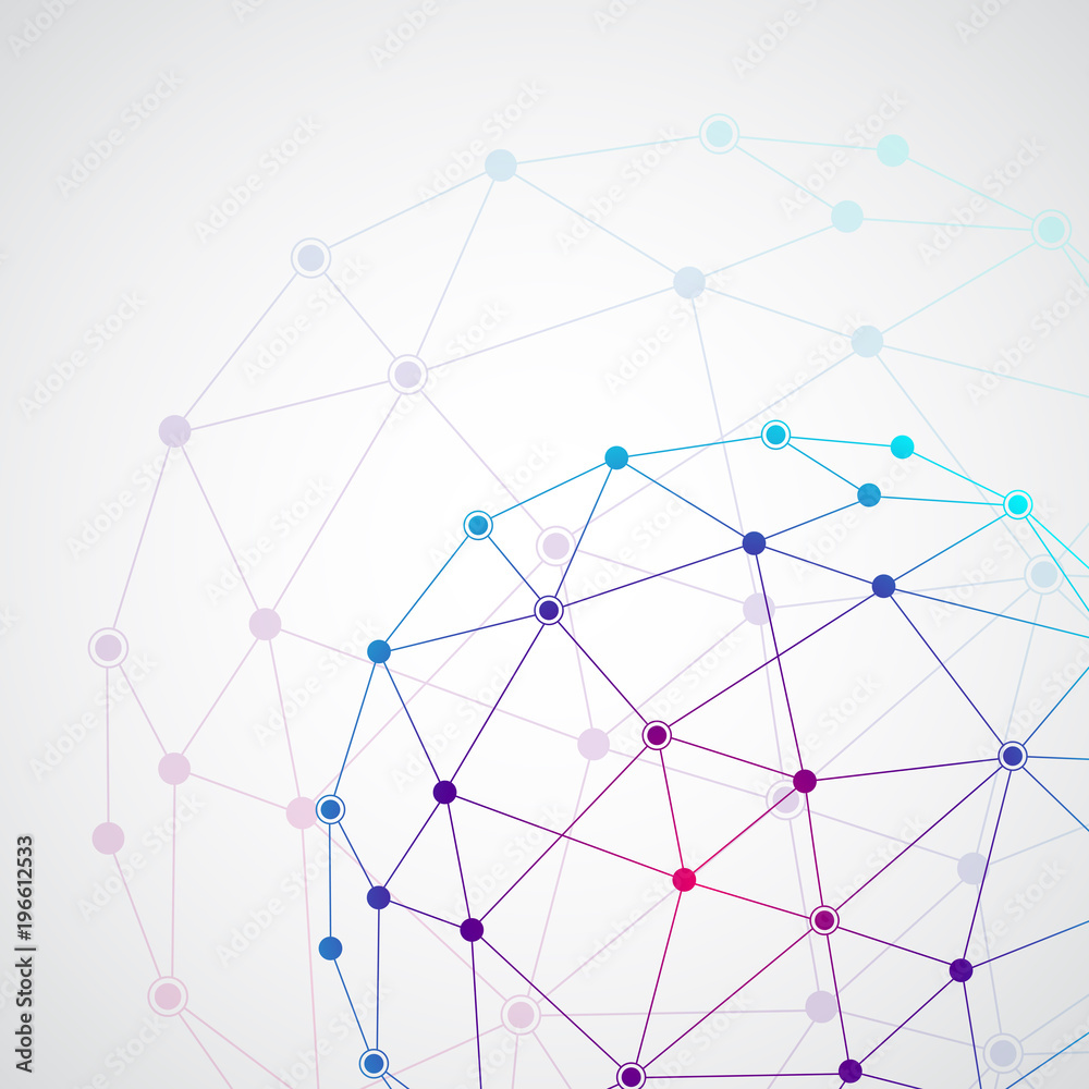 Aufkleber graphic background molecule and communication. colorful dots with connections for your design, illus