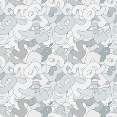 Seamless vector math pattern. Randomly distributed numbers from zero to nine. Gray monochrome background