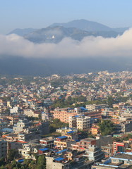 Fototapeta na wymiar Pokhara town arial cityscape Nepal