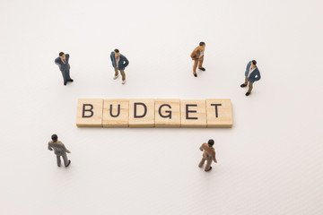 businessman figures meeting on budget conceptual