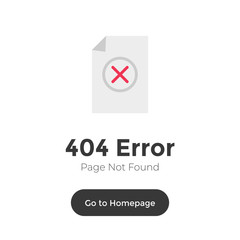 404 error page not found sign on white background. Template website warning message in flat style.