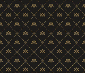 Decorative background in Royal style, dark color, seamless pattern. Repeating vintage pattern textures. Vector image