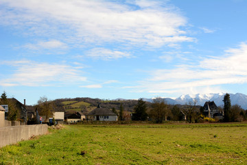 Obraz premium The beautiful view of French countryside with mountains, South of France, Europe.