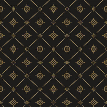 Decorative background in Royal style, dark color, seamless pattern. Repeating vintage pattern textures. Vector image