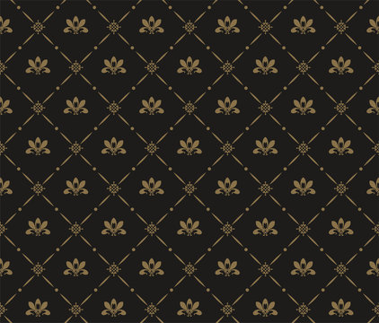 Decorative background in Royal style, dark color, seamless pattern. Repeating vintage pattern textures. Vector image