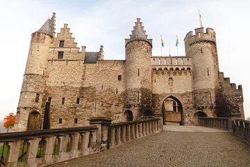 Fotobehang famous medieval Het Steen fortress in Antwerp, Belgium © LIGHTFIELD STUDIOS