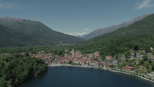 bicycle sumer italy Italian riviera houses drone flight near the mountains, Italy lake, drone 4k nature flight hootel
