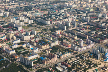 Fototapeta na wymiar Top view the city of Nizhnevartovsk in spring