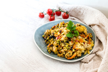 asian food fried noodle on the table
