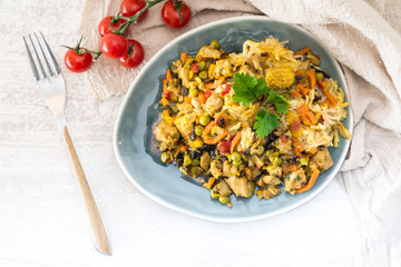 asian food fried noodle on the table