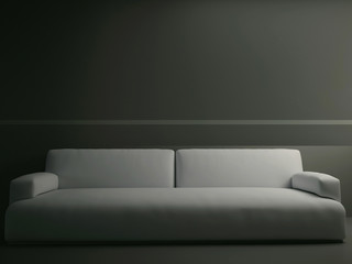 sofa in the room, 3d
